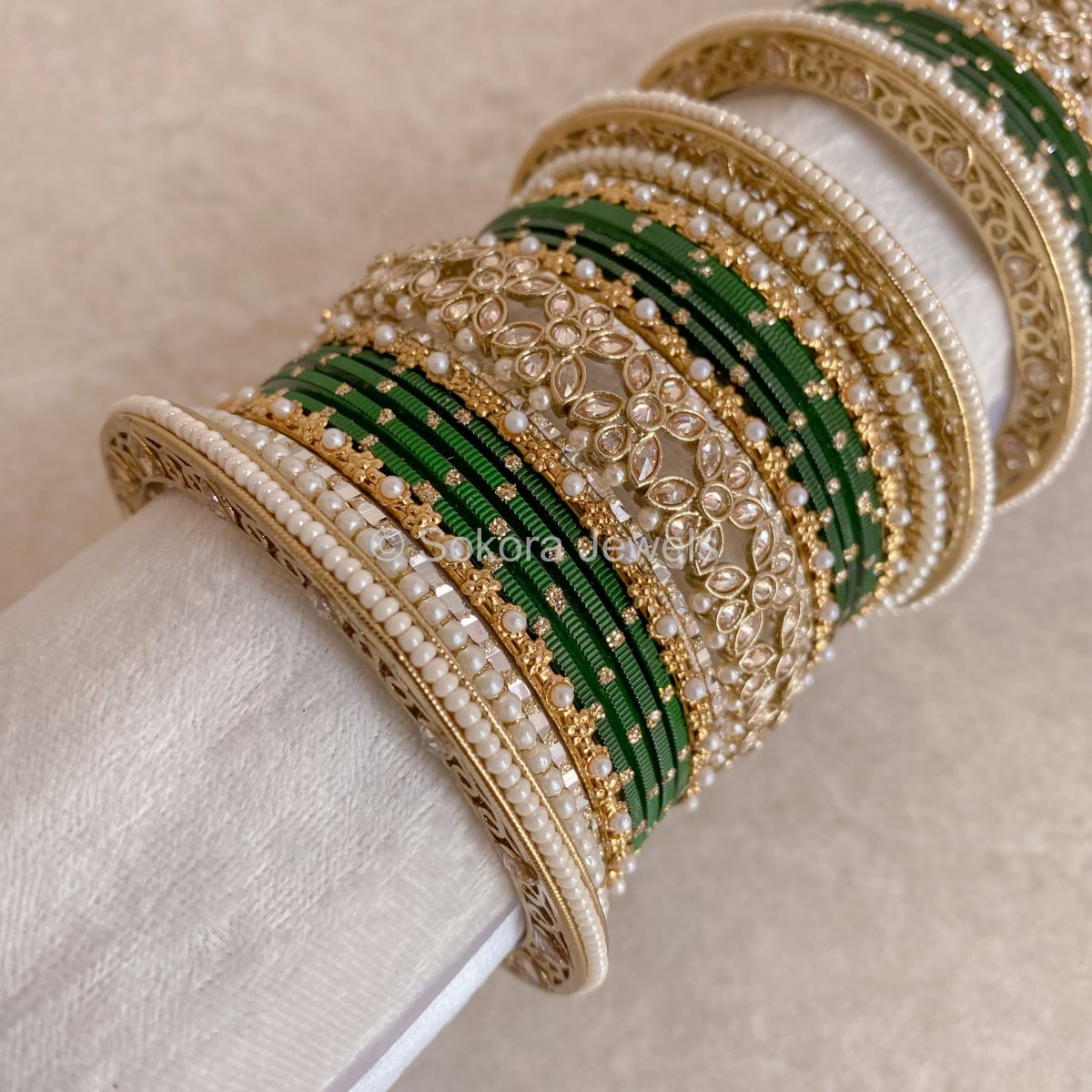 Bilkis Luxury Midi Bangle Set - Green - SOKORA JEWELSBilkis Luxury Midi Bangle Set - GreenBANGLES