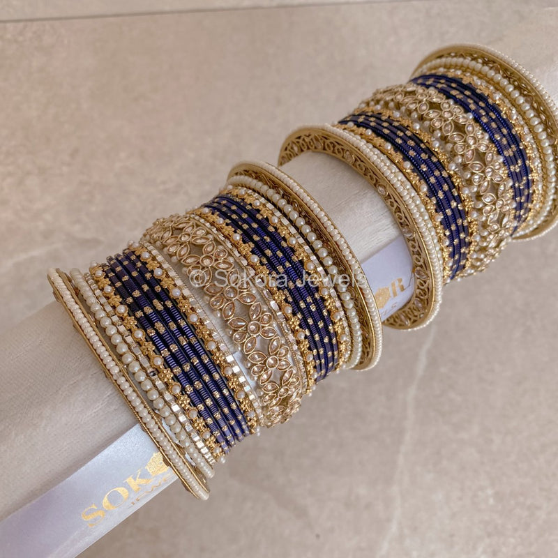 Bilkis Luxury Midi Bangle Set - Navy - SOKORA JEWELSBilkis Luxury Midi Bangle Set - NavyBANGLES