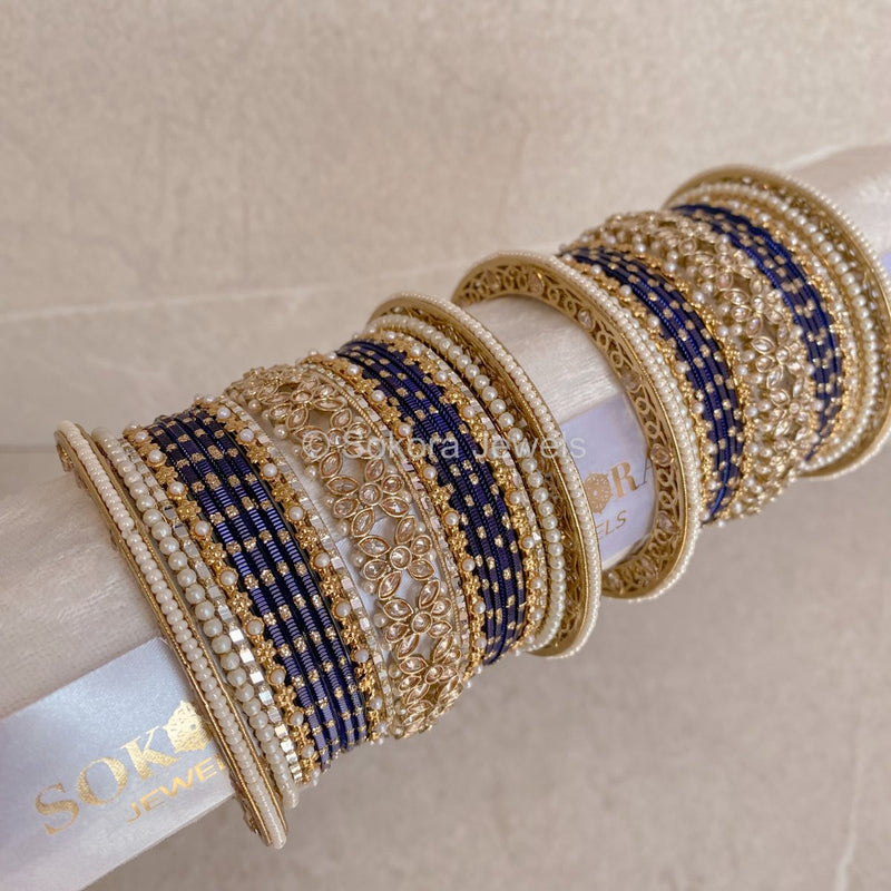 Bilkis Luxury Midi Bangle Set - Navy - SOKORA JEWELSBilkis Luxury Midi Bangle Set - NavyBANGLES