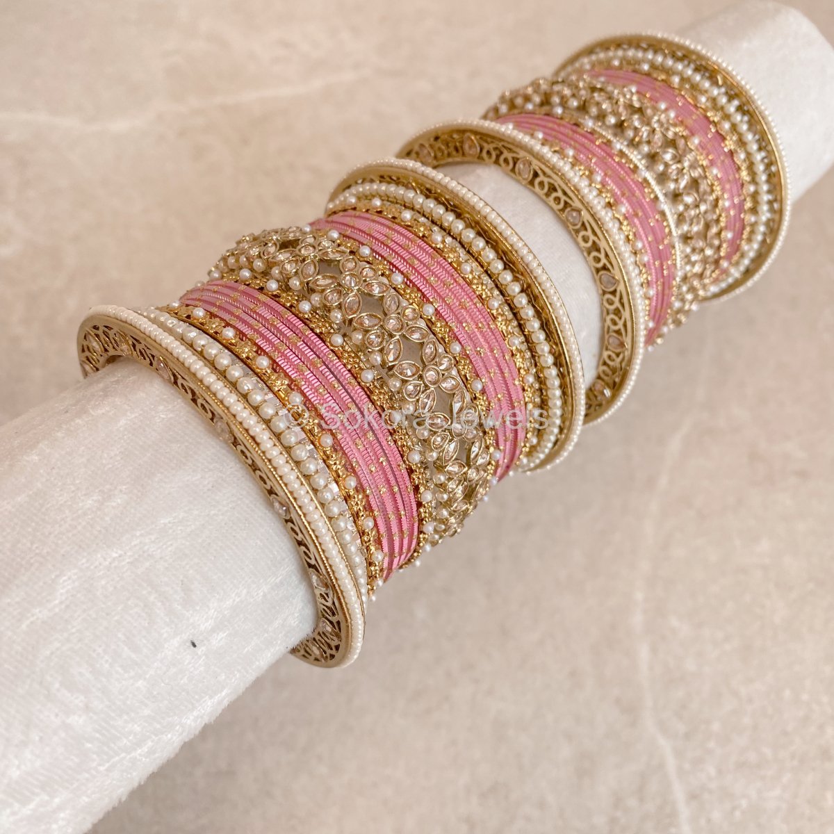 Bilkis Luxury Midi Bangle Set - Pink - SOKORA JEWELSBilkis Luxury Midi Bangle Set - PinkBANGLES