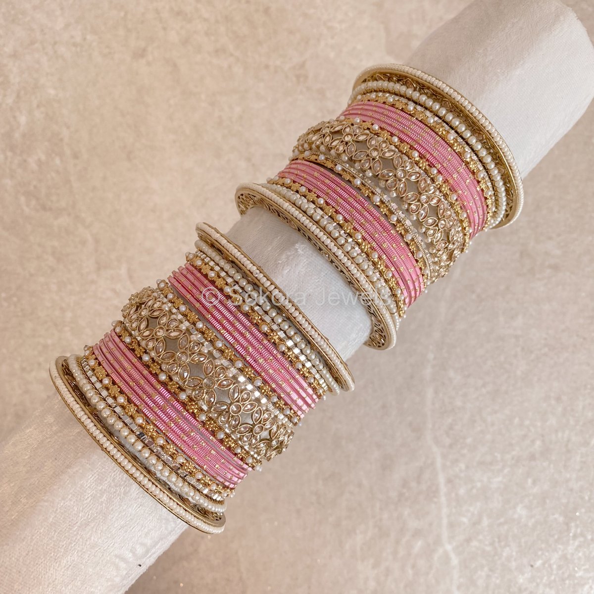 Bilkis Luxury Midi Bangle Set - Pink - SOKORA JEWELSBilkis Luxury Midi Bangle Set - PinkBANGLES