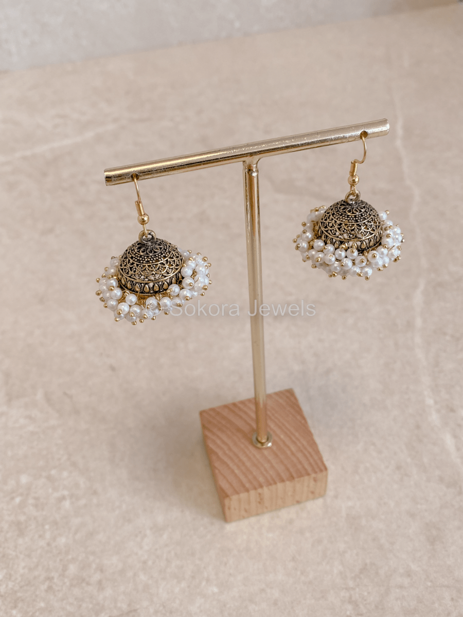 Binta Pearly Jhumka Earrings - SOKORA JEWELSBinta Pearly Jhumka Earrings