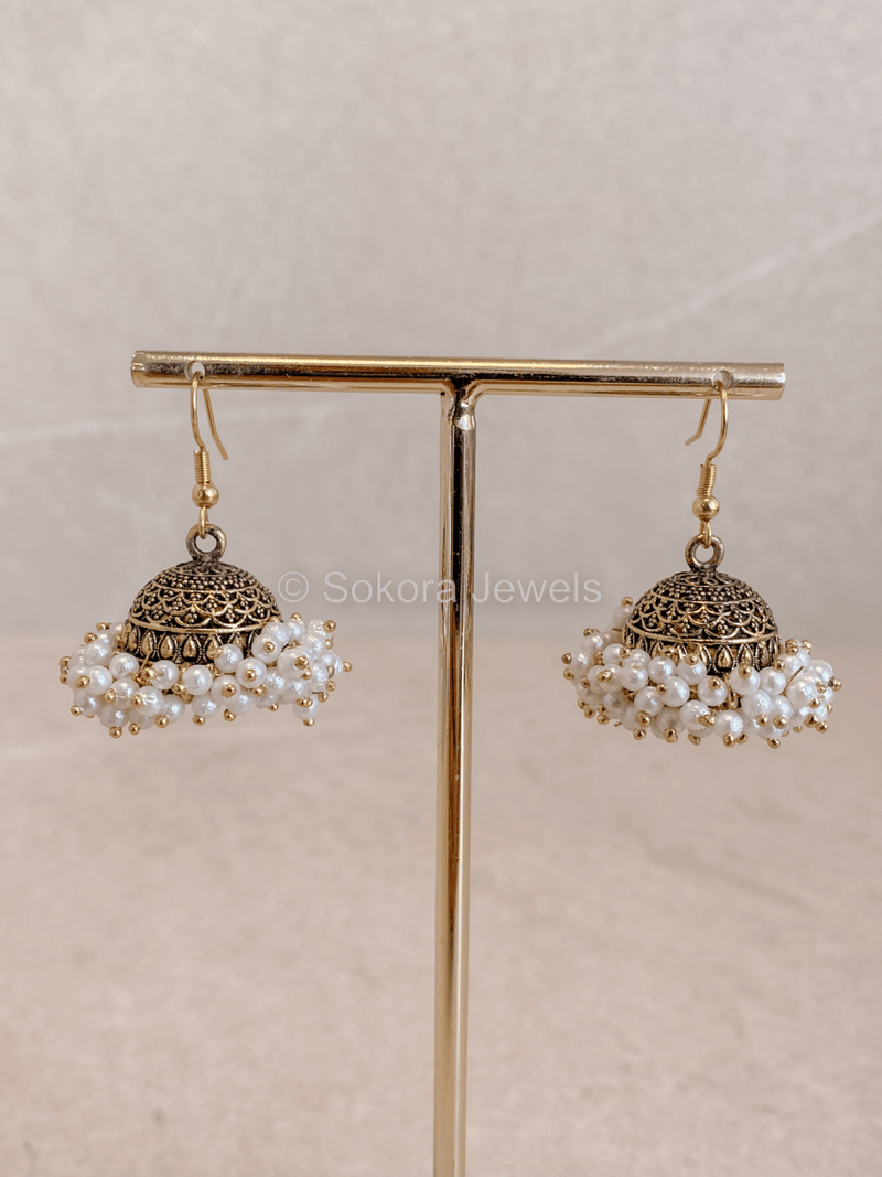 Binta Pearly Jhumka Earrings - SOKORA JEWELSBinta Pearly Jhumka Earrings