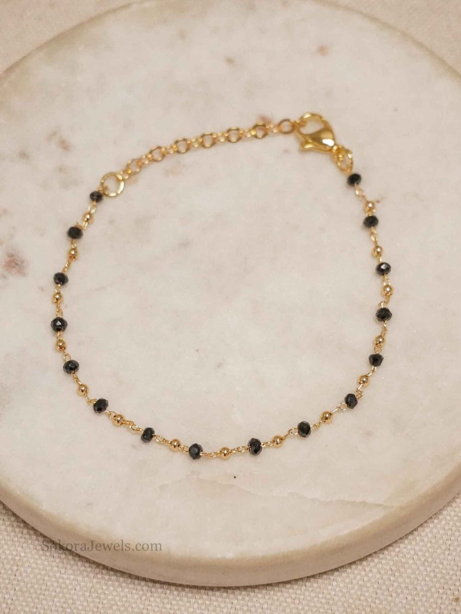 Black and Gold Beaded Bracelet - SOKORA JEWELSBlack and Gold Beaded Bracelet