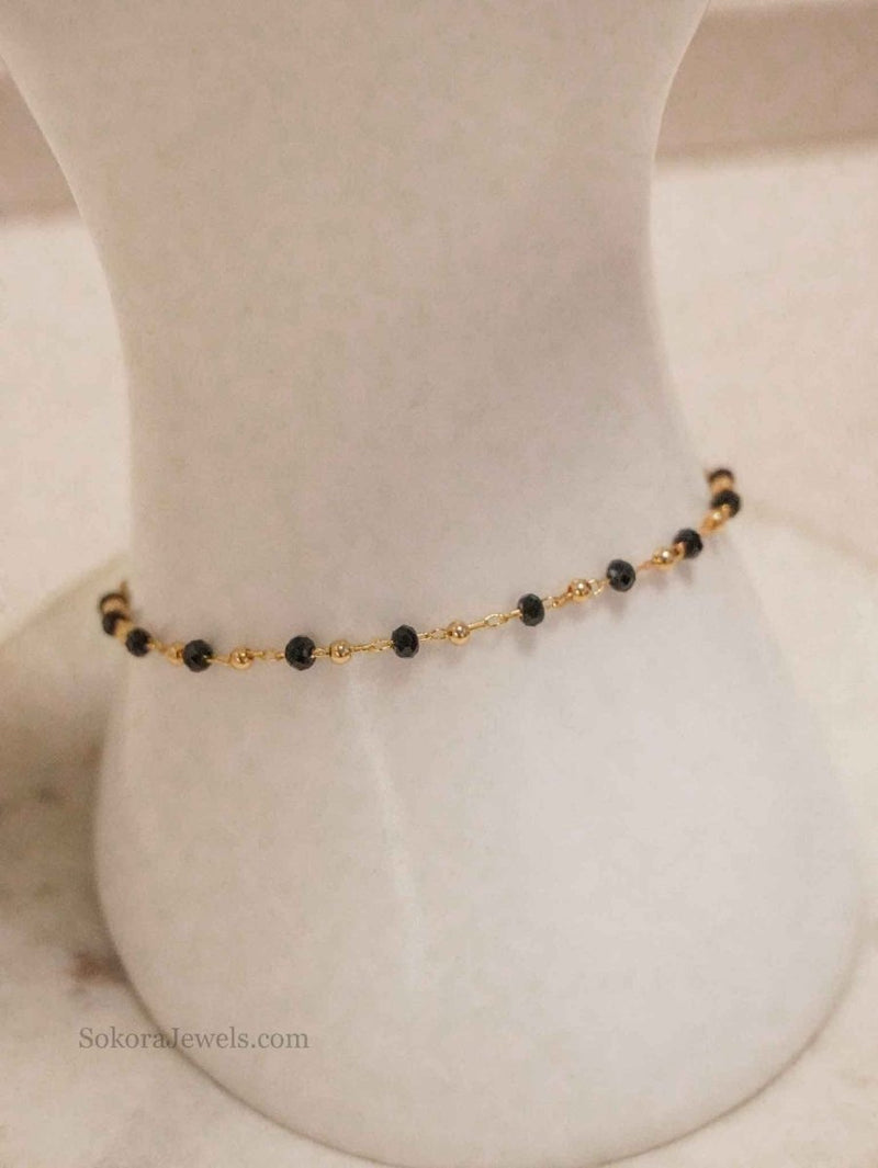 Black and Gold Beaded Bracelet - SOKORA JEWELSBlack and Gold Beaded Bracelet