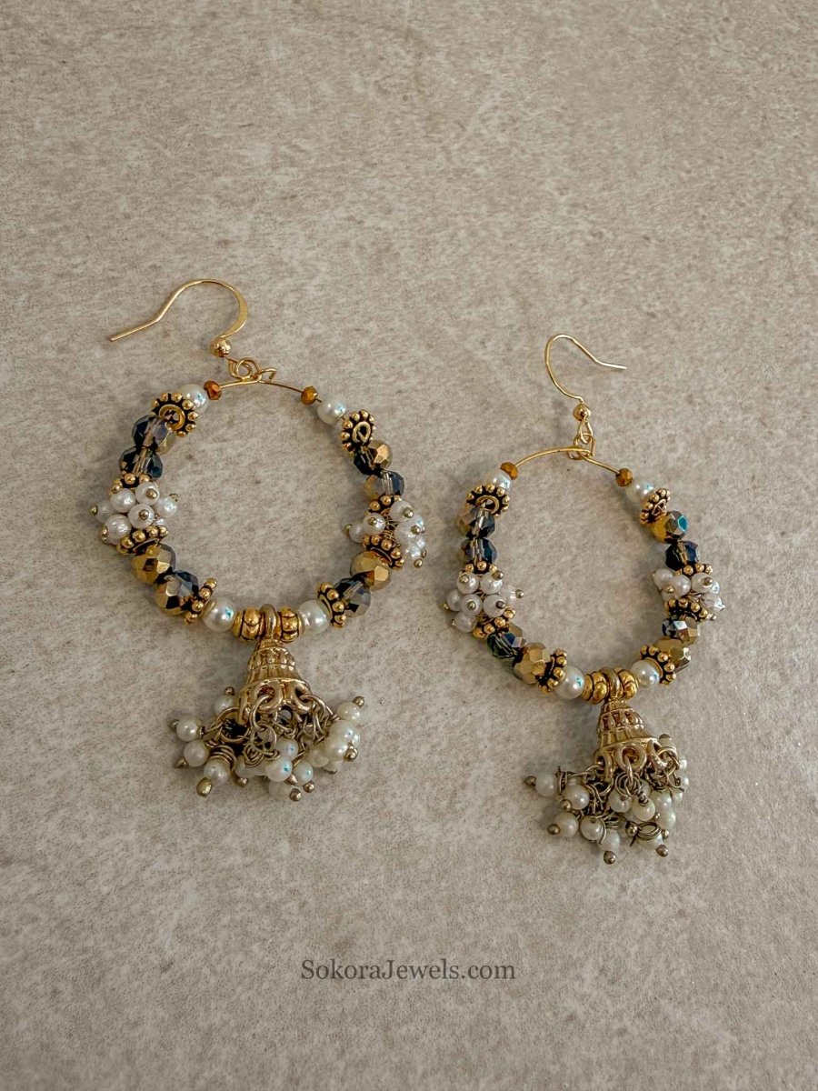 Black Jhumka Hoops - SOKORA JEWELSBlack Jhumka Hoops