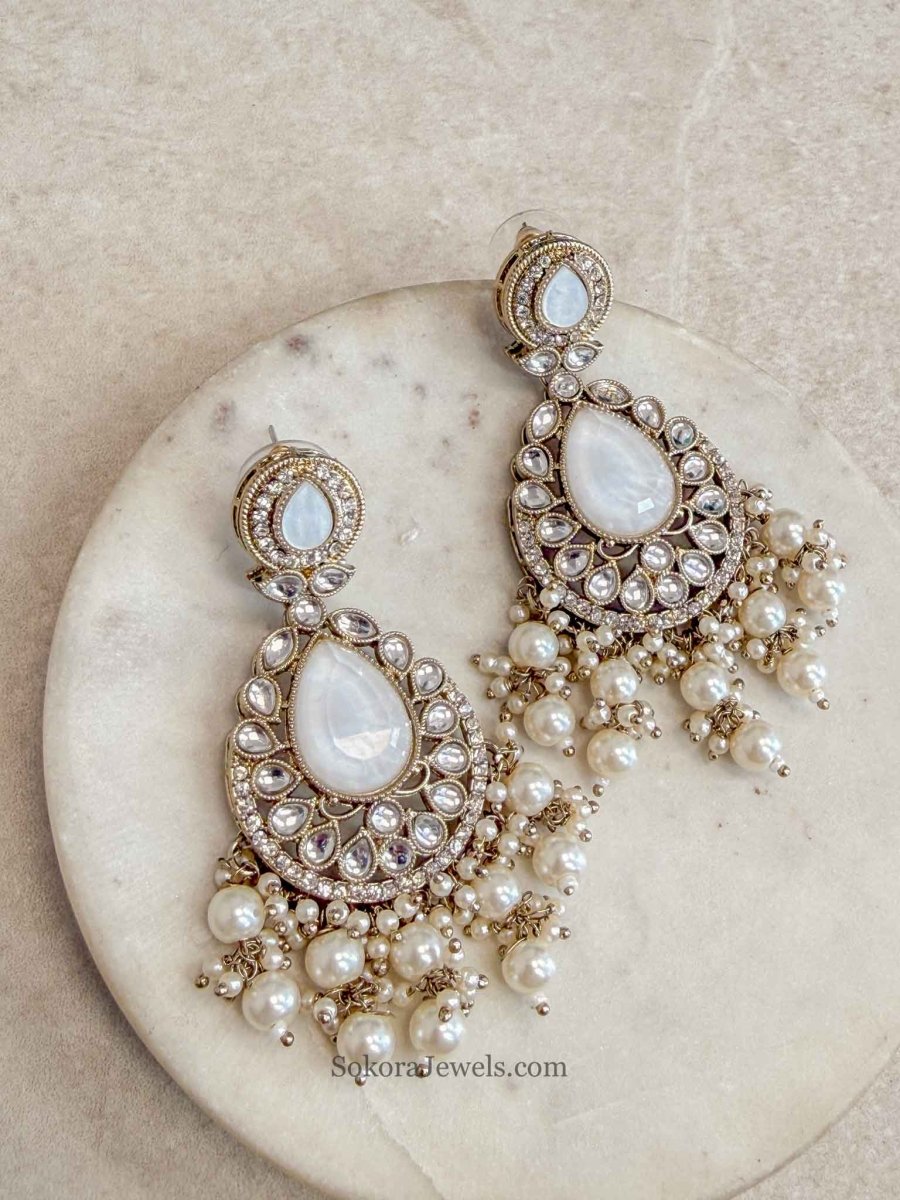 Blush Pink Faux Kundan Earrings - SOKORA JEWELSBlush Pink Faux Kundan Earrings