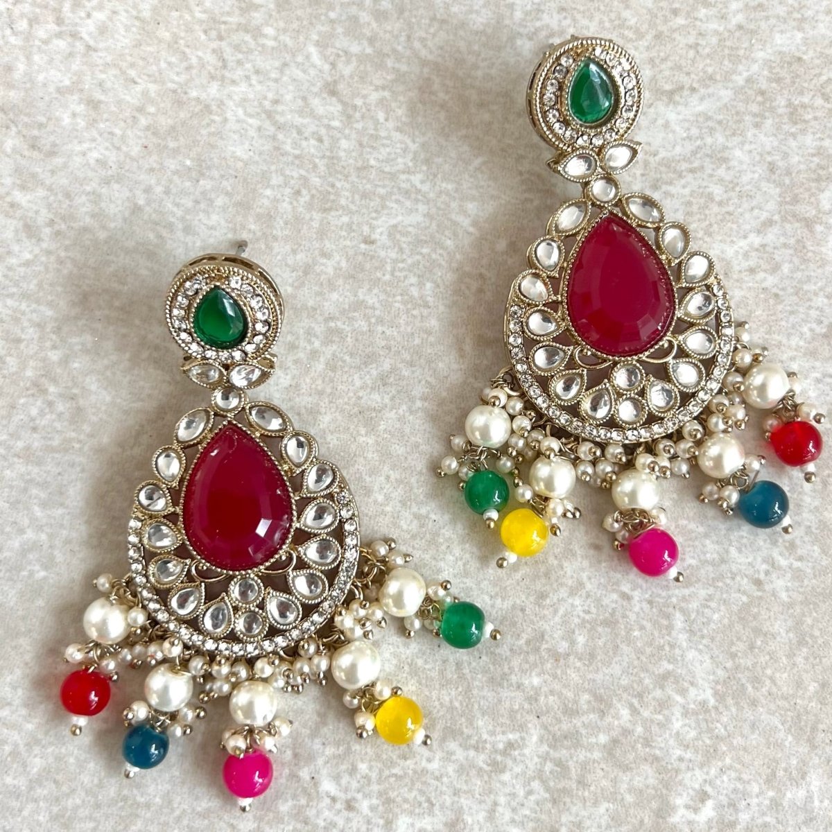 Blush Pink Faux Kundan Earrings - SOKORA JEWELSBlush Pink Faux Kundan Earrings