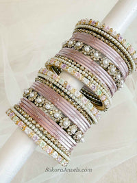 Blush Pink & Pastel Blossom Crystal Bangle Set - SOKORA JEWELSBlush Pink & Pastel Blossom Crystal Bangle SetBANGLES