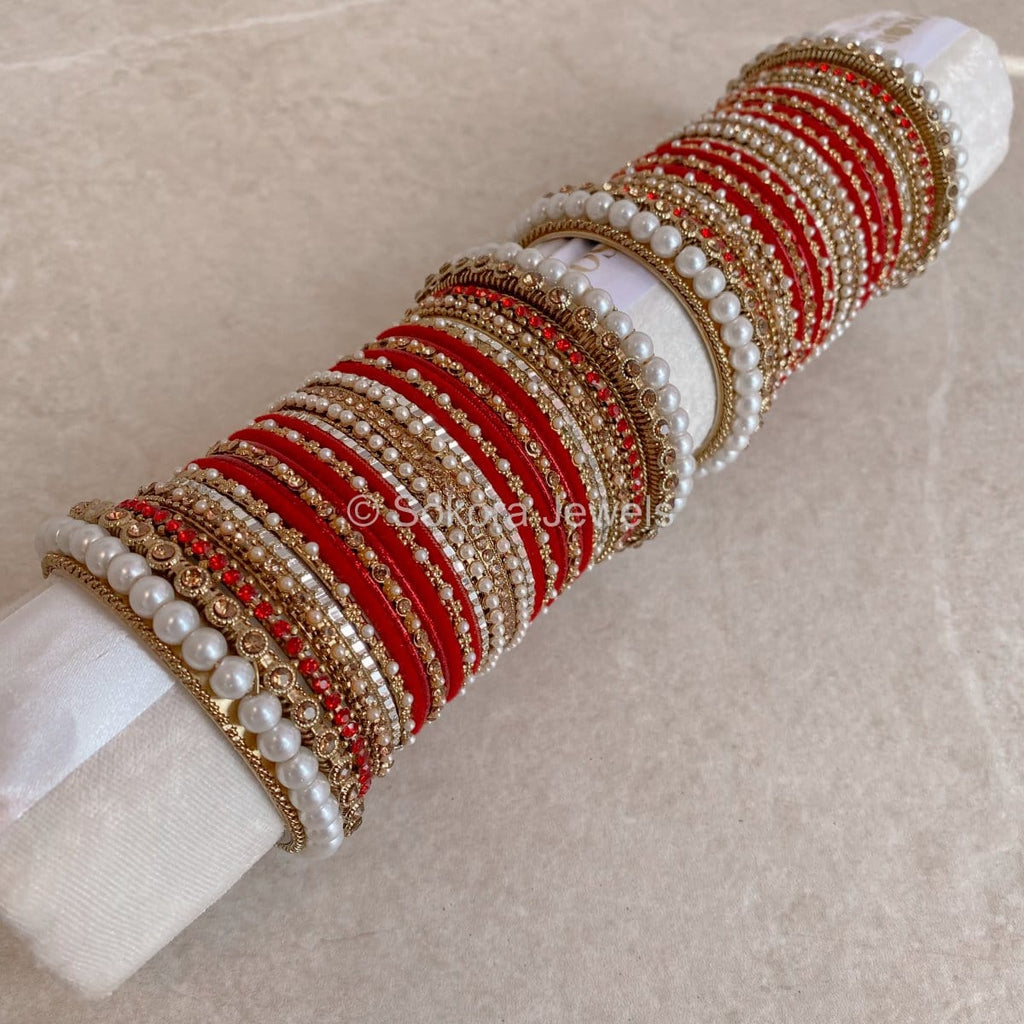 Bridal Bangle Set - Red – SOKORA JEWELS