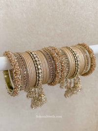 Bridal Bangle Set with Jhumka Tassel Bangles - SOKORA JEWELSBridal Bangle Set with Jhumka Tassel BanglesBANGLES