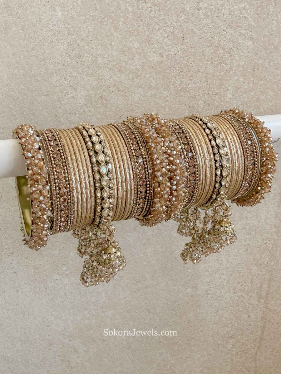 Bridal Bangle Set with Jhumka Tassel Bangles - SOKORA JEWELSBridal Bangle Set with Jhumka Tassel BanglesBANGLES