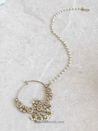 Bridal Golden Zircon Nath (Non-Pierced) - SOKORA JEWELSBridal Golden Zircon Nath (Non-Pierced)