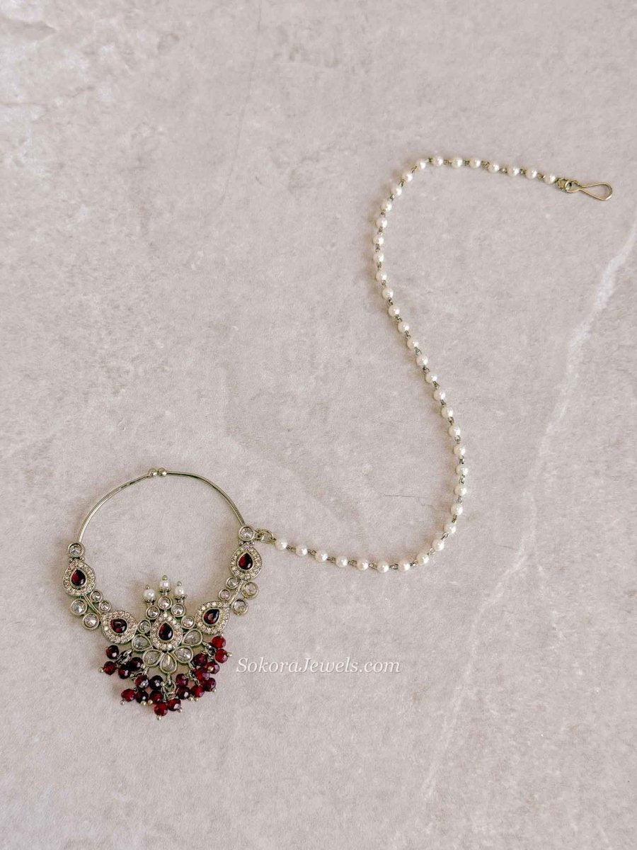 Bridal Golden Zircon Nath (Non - Pierced) - SOKORA JEWELSBridal Golden Zircon Nath (Non - Pierced)