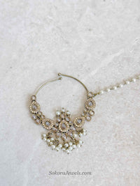 Bridal Golden Zircon Nath (Non-Pierced) - SOKORA JEWELSBridal Golden Zircon Nath (Non-Pierced)