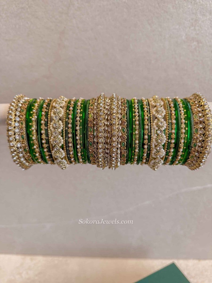 Bridal Green Bangle Set - SOKORA JEWELSBridal Green Bangle SetBANGLES