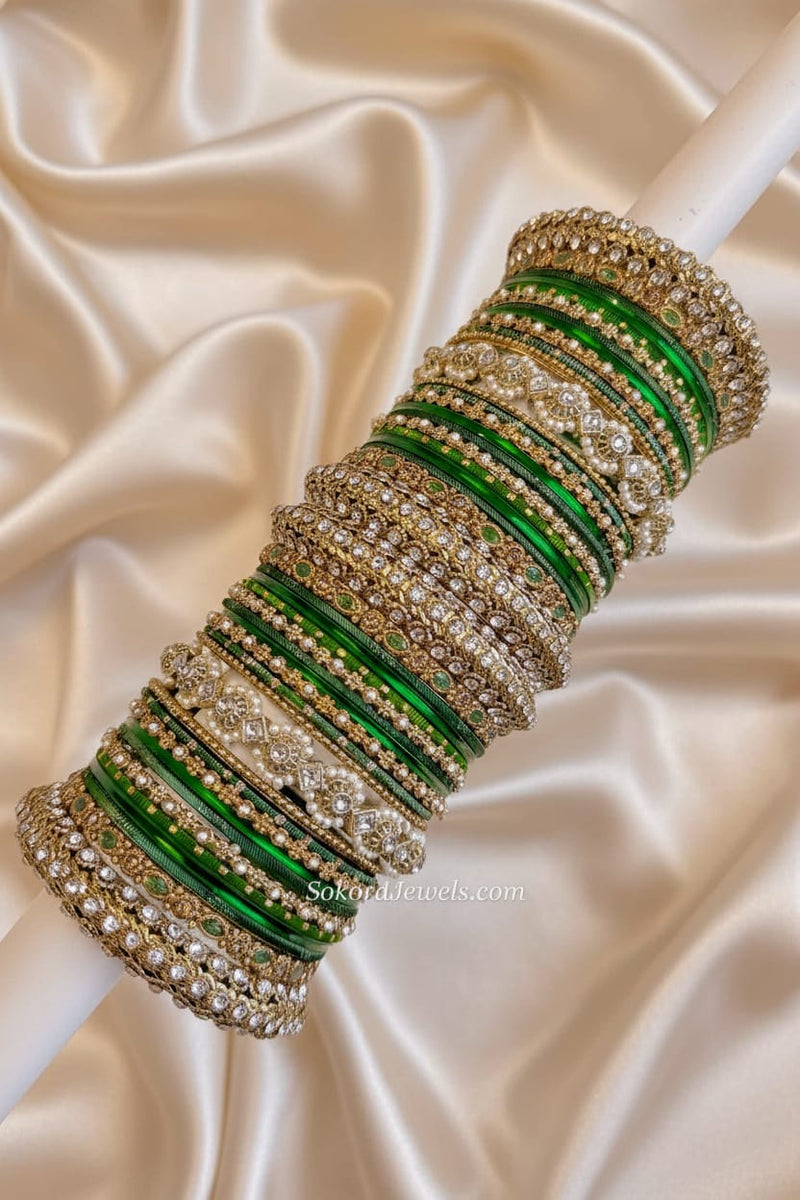 Bridal Green Bangle Set - SOKORA JEWELSBridal Green Bangle SetBANGLES