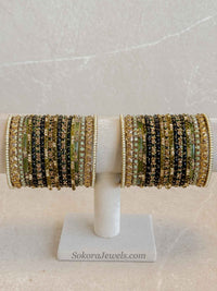 Bridal Green Glass Bangles Set - 2.8 - SOKORA JEWELSBridal Green Glass Bangles Set - 2.8BANGLES