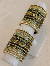 Bridal Green Glass Bangles Set - 2.8 - SOKORA JEWELSBridal Green Glass Bangles Set - 2.8BANGLES