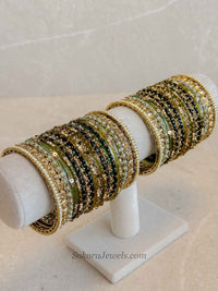 Bridal Green Glass Bangles Set - 2.8 - SOKORA JEWELSBridal Green Glass Bangles Set - 2.8BANGLES
