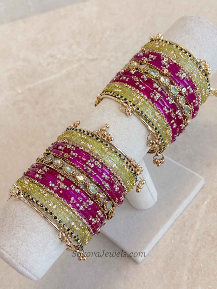 Bridal Multicolour Bangles Set - 2.6 - SOKORA JEWELSBridal Multicolour Bangles Set - 2.6BANGLES
