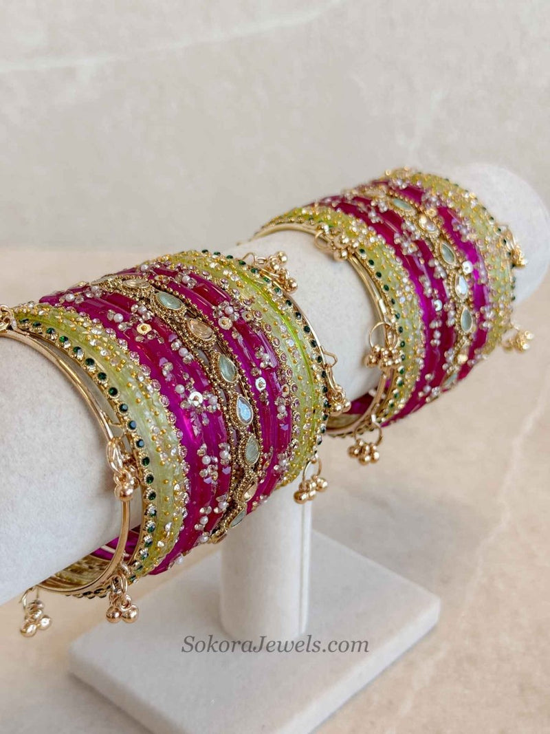 Bridal Multicolour Bangles Set - 2.6 - SOKORA JEWELSBridal Multicolour Bangles Set - 2.6BANGLES