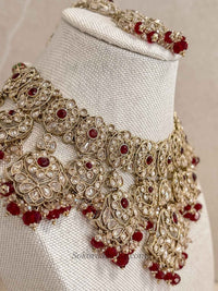 Bridal Necklace Set - Maroon - SOKORA JEWELSBridal Necklace Set - Maroon