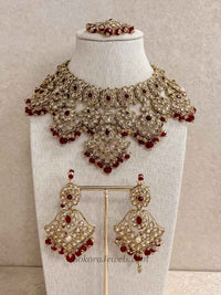 Bridal Necklace Set - Maroon - SOKORA JEWELSBridal Necklace Set - Maroon