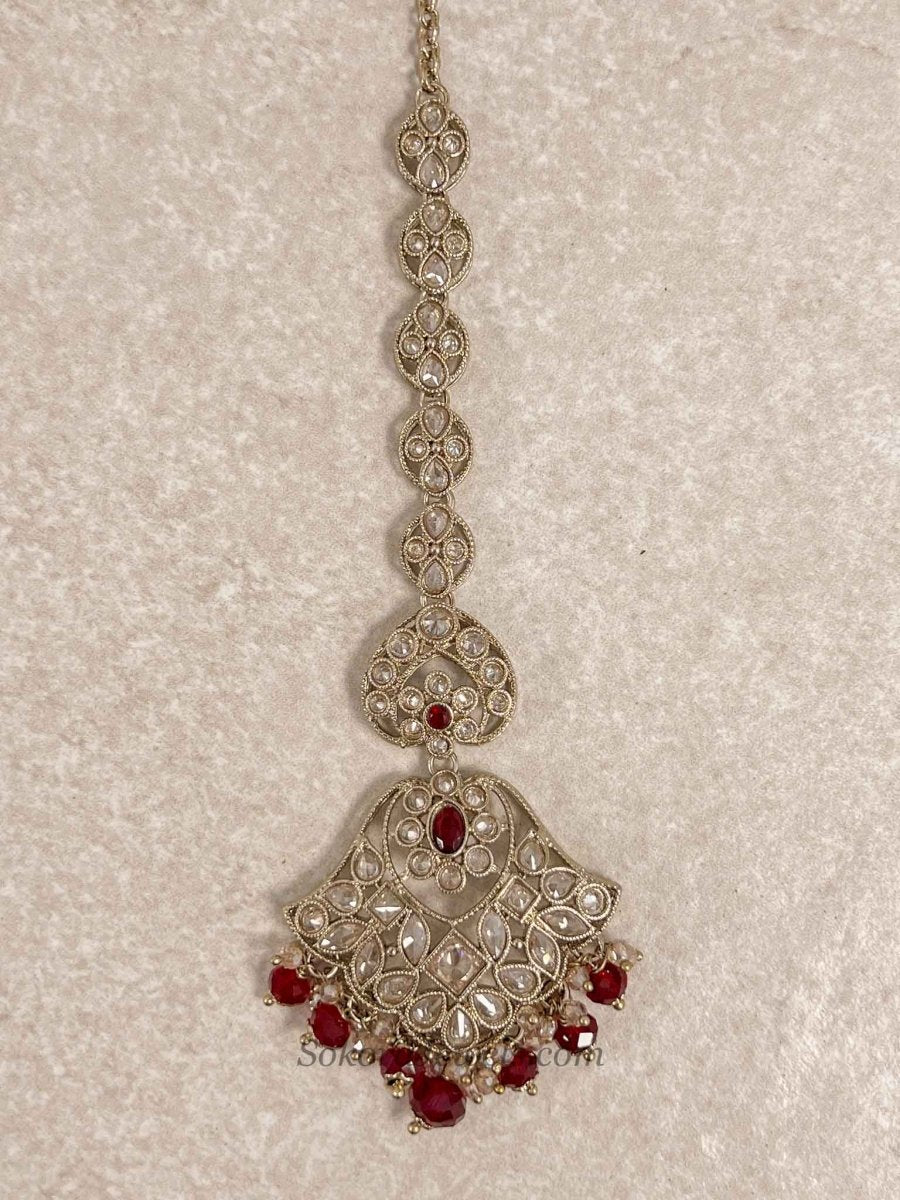 Bridal Necklace Set - Maroon - SOKORA JEWELSBridal Necklace Set - Maroon