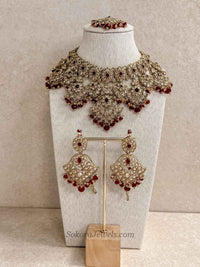 Bridal Necklace Set - Maroon - SOKORA JEWELSBridal Necklace Set - Maroon