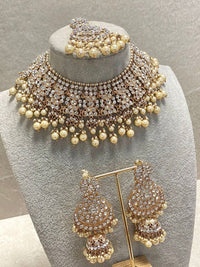 Bridal Necklace set - Rose Gold - SOKORA JEWELSBridal Necklace set - Rose Gold