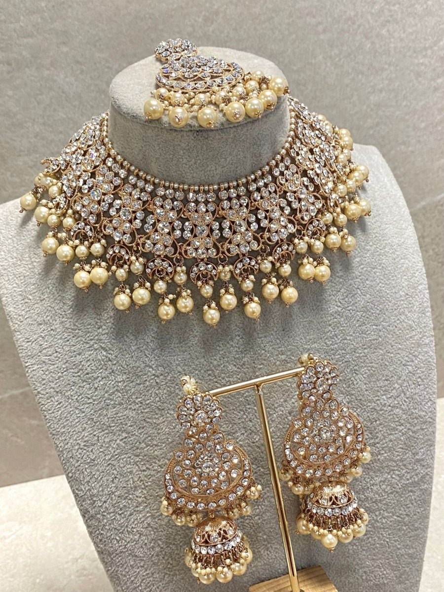 Bridal Necklace set - Rose Gold - SOKORA JEWELSBridal Necklace set - Rose Gold
