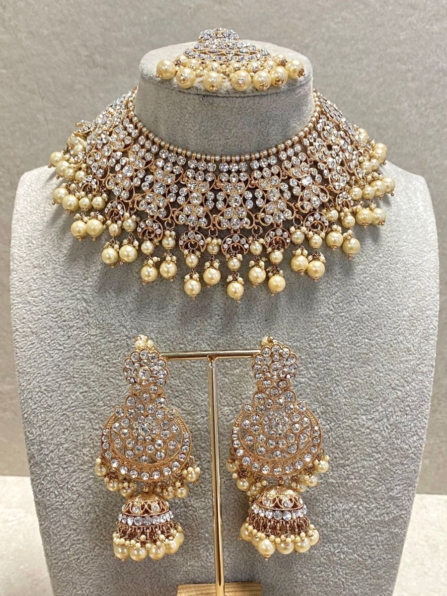 Bridal Necklace set - Rose Gold - SOKORA JEWELSBridal Necklace set - Rose Gold