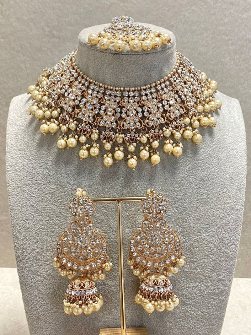 Bridal Necklace set - Rose Gold - SOKORA JEWELSBridal Necklace set - Rose Gold