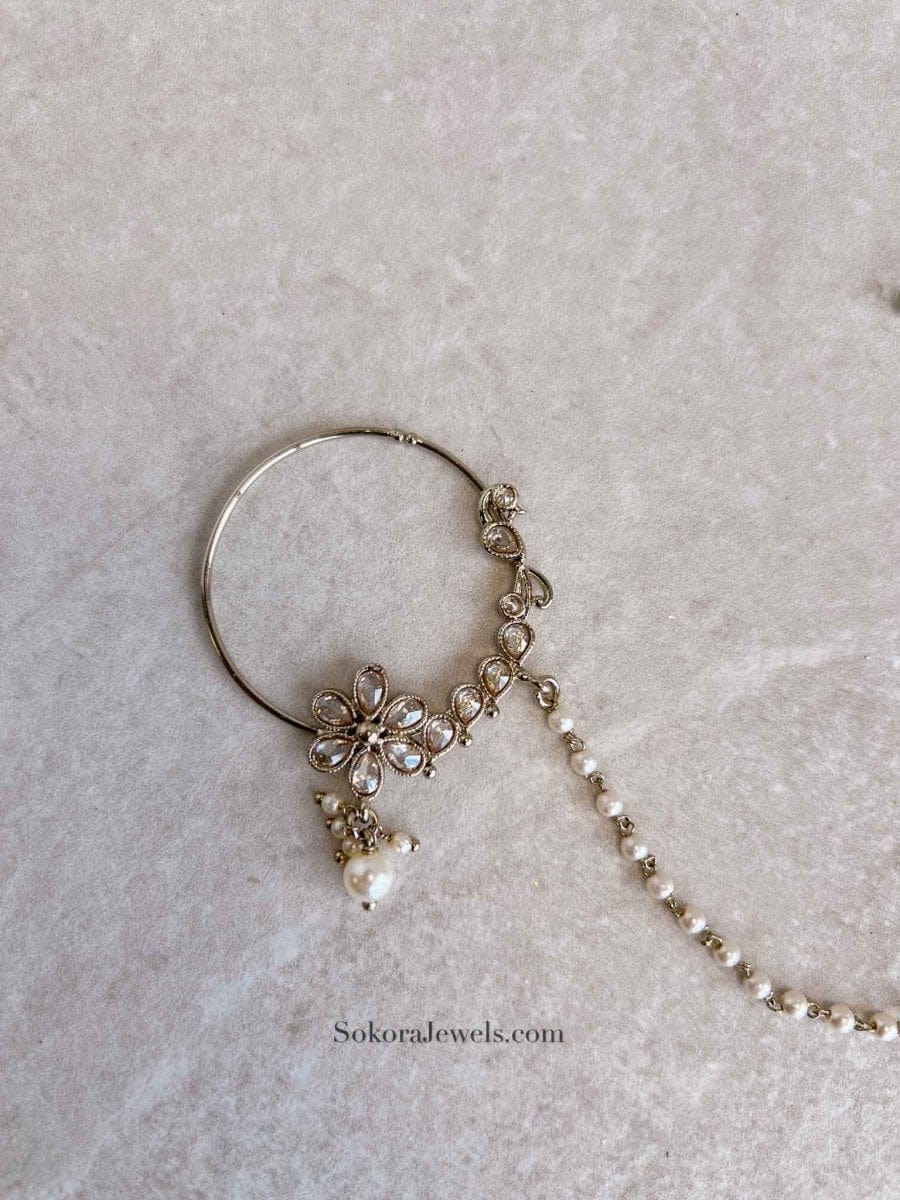 Bridal Nose ring - Slide type - SOKORA JEWELSBridal Nose ring - Slide type