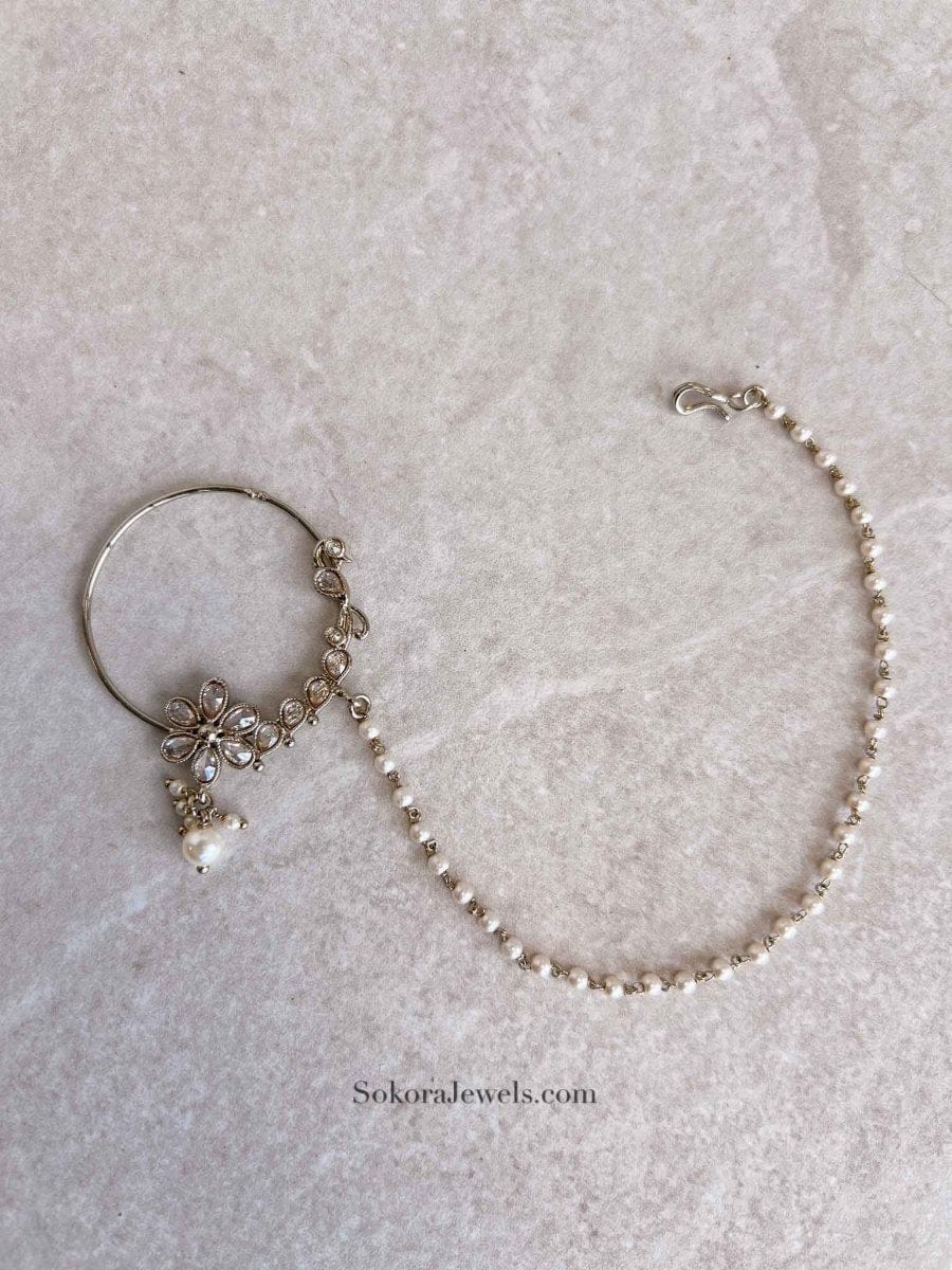 Bridal Nose ring - Slide type - SOKORA JEWELSBridal Nose ring - Slide type