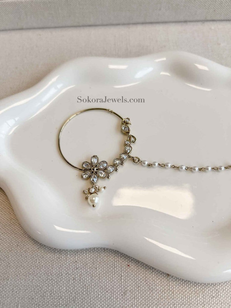 Bridal Nose ring - Slide type - SOKORA JEWELSBridal Nose ring - Slide type