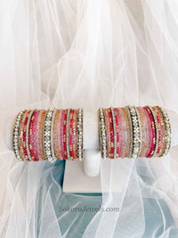Bridal Pink Glass Bangles Set - 2.8 - SOKORA JEWELSBridal Pink Glass Bangles Set - 2.8BANGLES