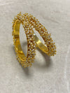 Bright Gold Cluster Pearl Kada Bangles - SOKORA JEWELSBright Gold Cluster Pearl Kada BanglesBANGLES