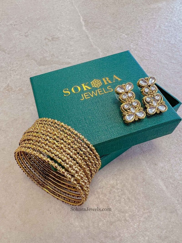 Bright Gold Earring & Bangles Gift Set - SOKORA JEWELSBright Gold Earring & Bangles Gift SetBANGLES