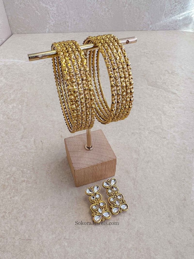 Bright Gold Earring & Bangles Gift Set - SOKORA JEWELSBright Gold Earring & Bangles Gift SetBANGLES