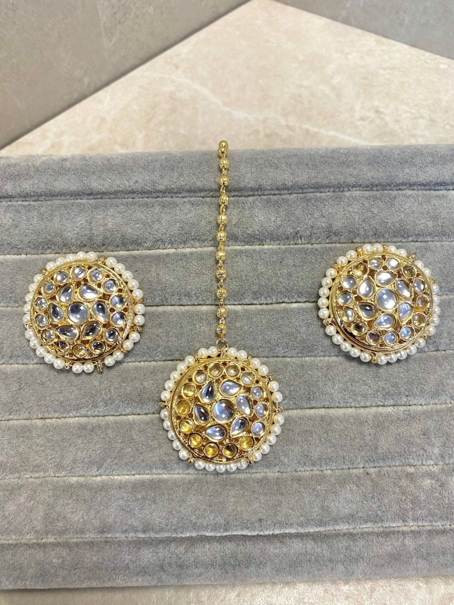 Bright Gold Earring Tops & Tikka - SOKORA JEWELSBright Gold Earring Tops & Tikka