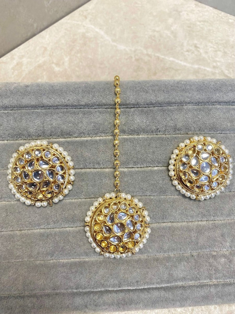 Bright Gold Earring Tops & Tikka - SOKORA JEWELSBright Gold Earring Tops & Tikka