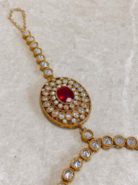 Bright Gold Hand Harness - Maroon - SOKORA JEWELSBright Gold Hand Harness - Maroon