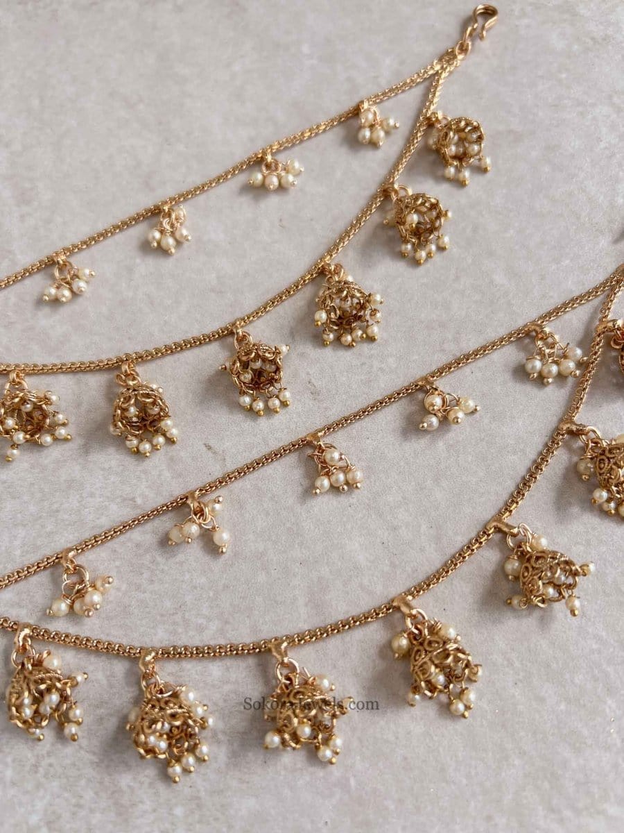 Bright Gold Jhumka Earring chains - SOKORA JEWELSBright Gold Jhumka Earring chainsEARRINGS