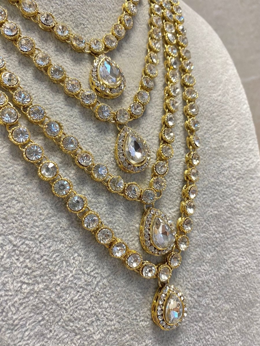 Bright Gold Multi Strand Mala Set - SOKORA JEWELSBright Gold Multi Strand Mala Set