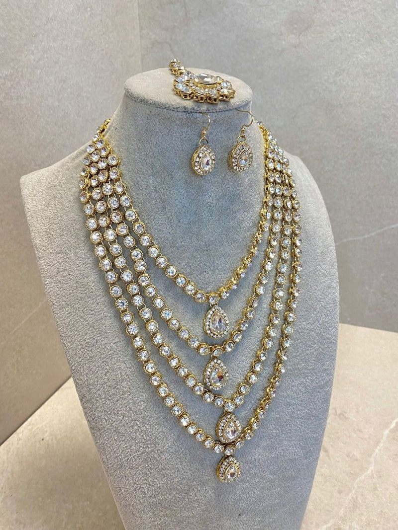 Bright Gold Multi Strand Mala Set - SOKORA JEWELSBright Gold Multi Strand Mala Set