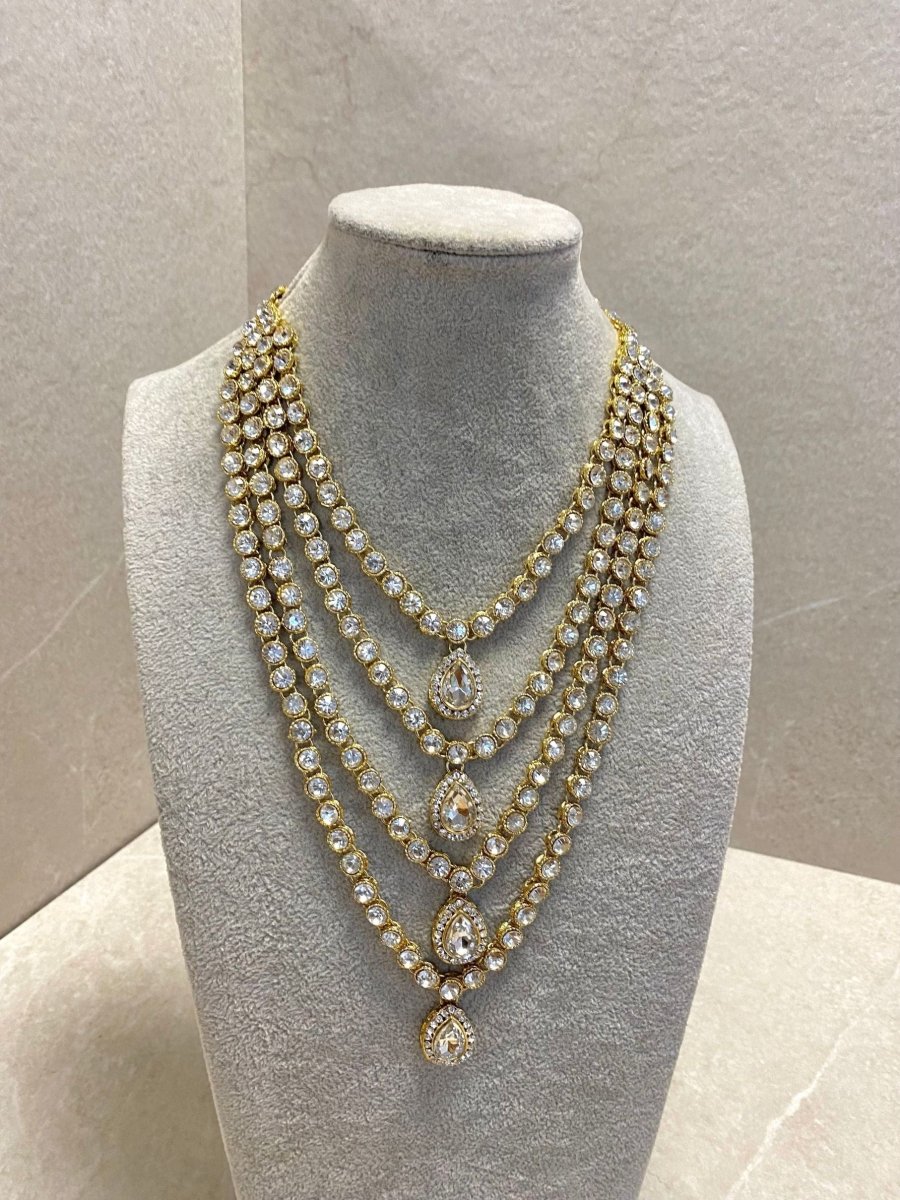 Bright Gold Multi Strand Mala Set - SOKORA JEWELSBright Gold Multi Strand Mala Set