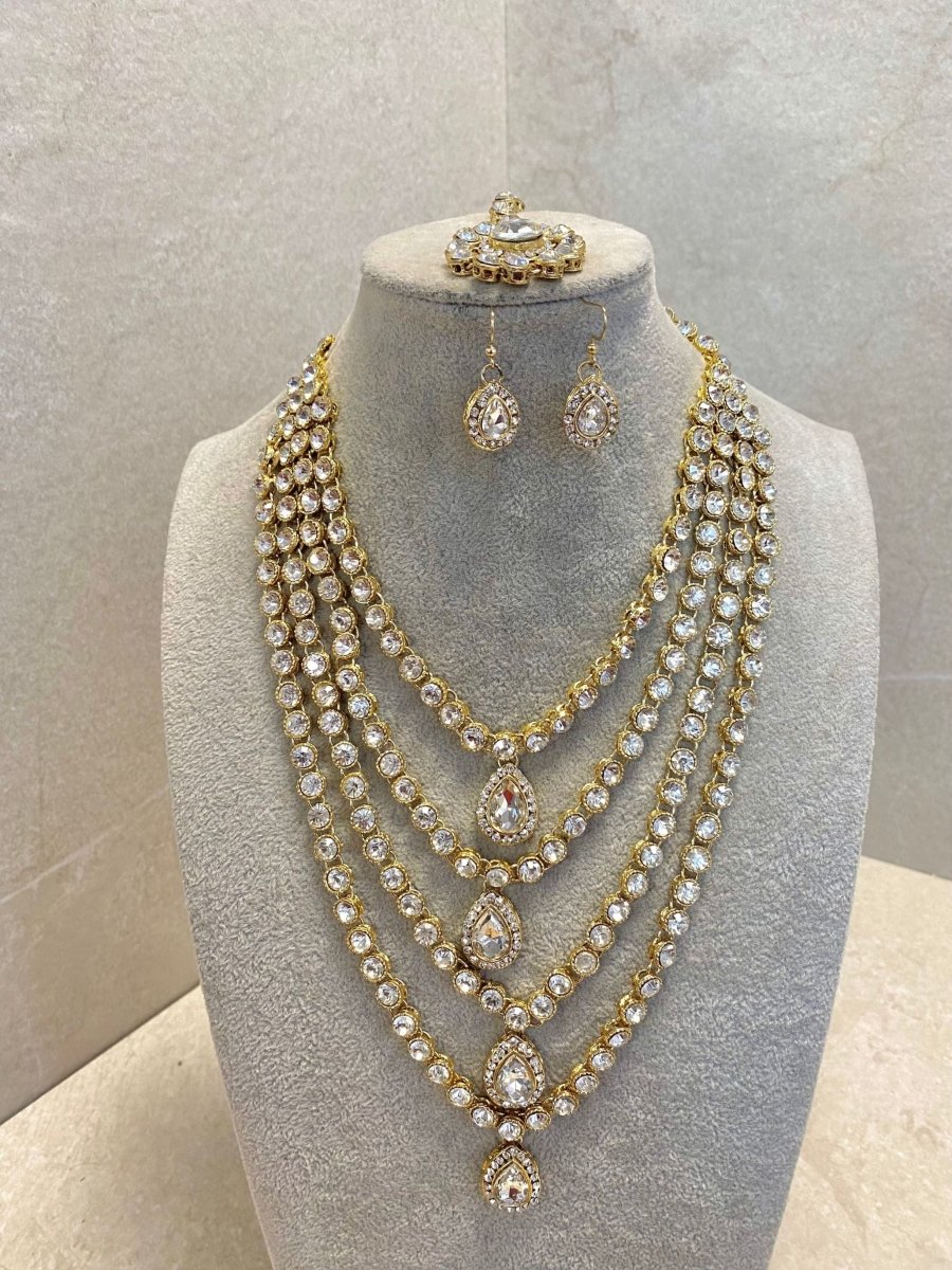 Bright Gold Multi Strand Mala Set - SOKORA JEWELSBright Gold Multi Strand Mala Set