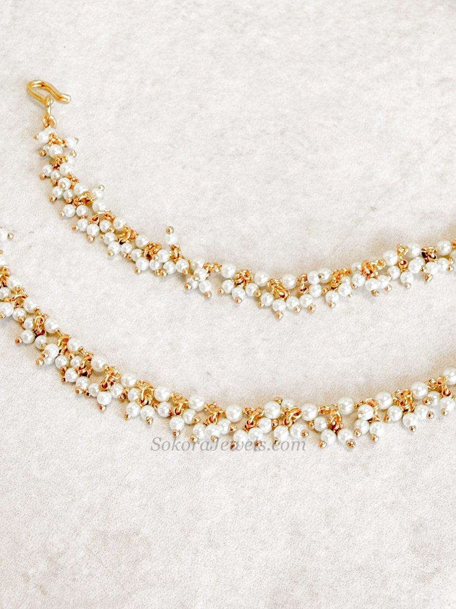 Bright Gold & Pearl Earring Support Chains (Sahare) - SOKORA JEWELSBright Gold & Pearl Earring Support Chains (Sahare)EARRINGS